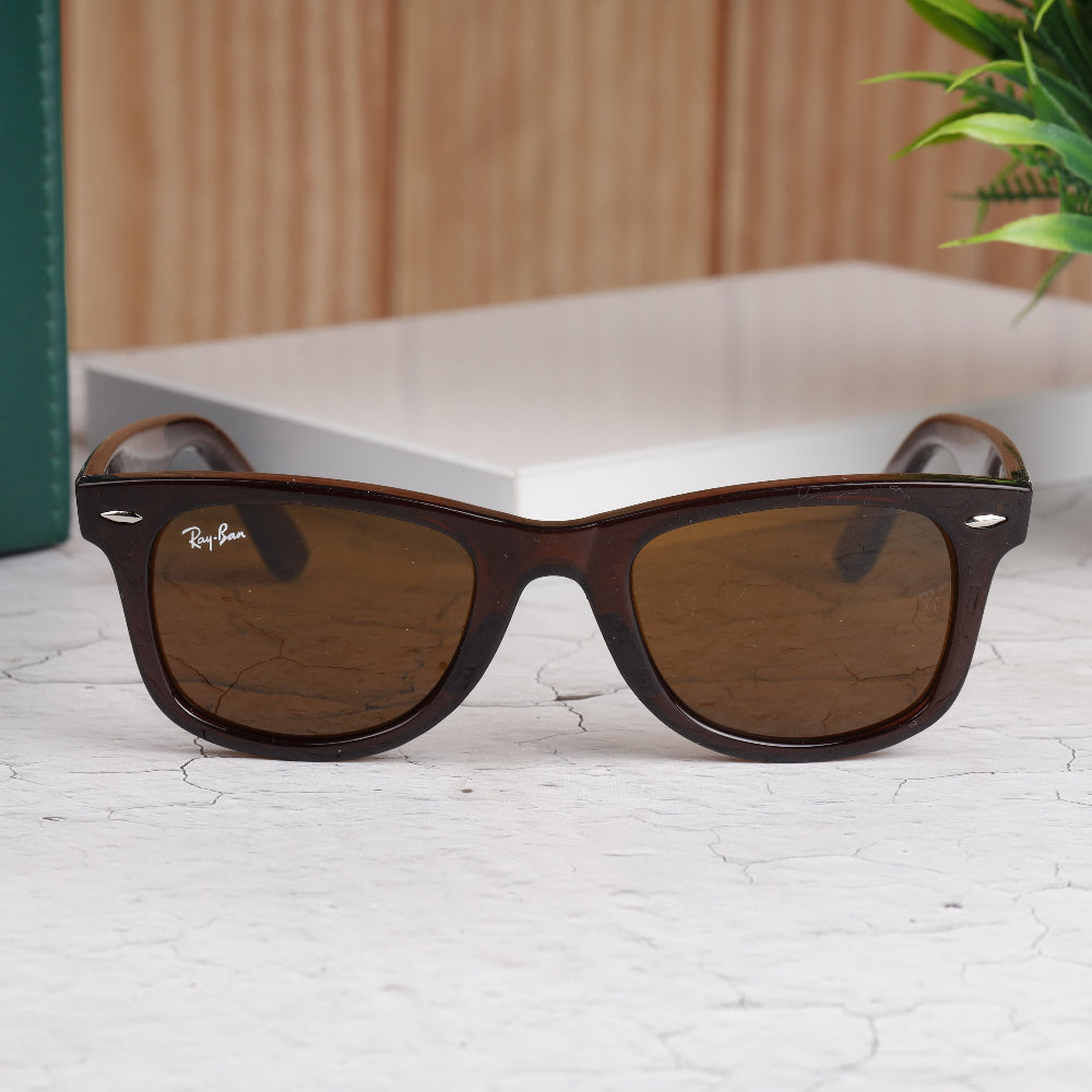 Classic Square 214O Brown-Brown Sunglass (Shining) with glossy brown frame and UV 400 protection from JUO INDIA.